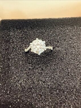 Moissanite Pave Halo Silver Ring size adjustable from 7-9 (1 carat)